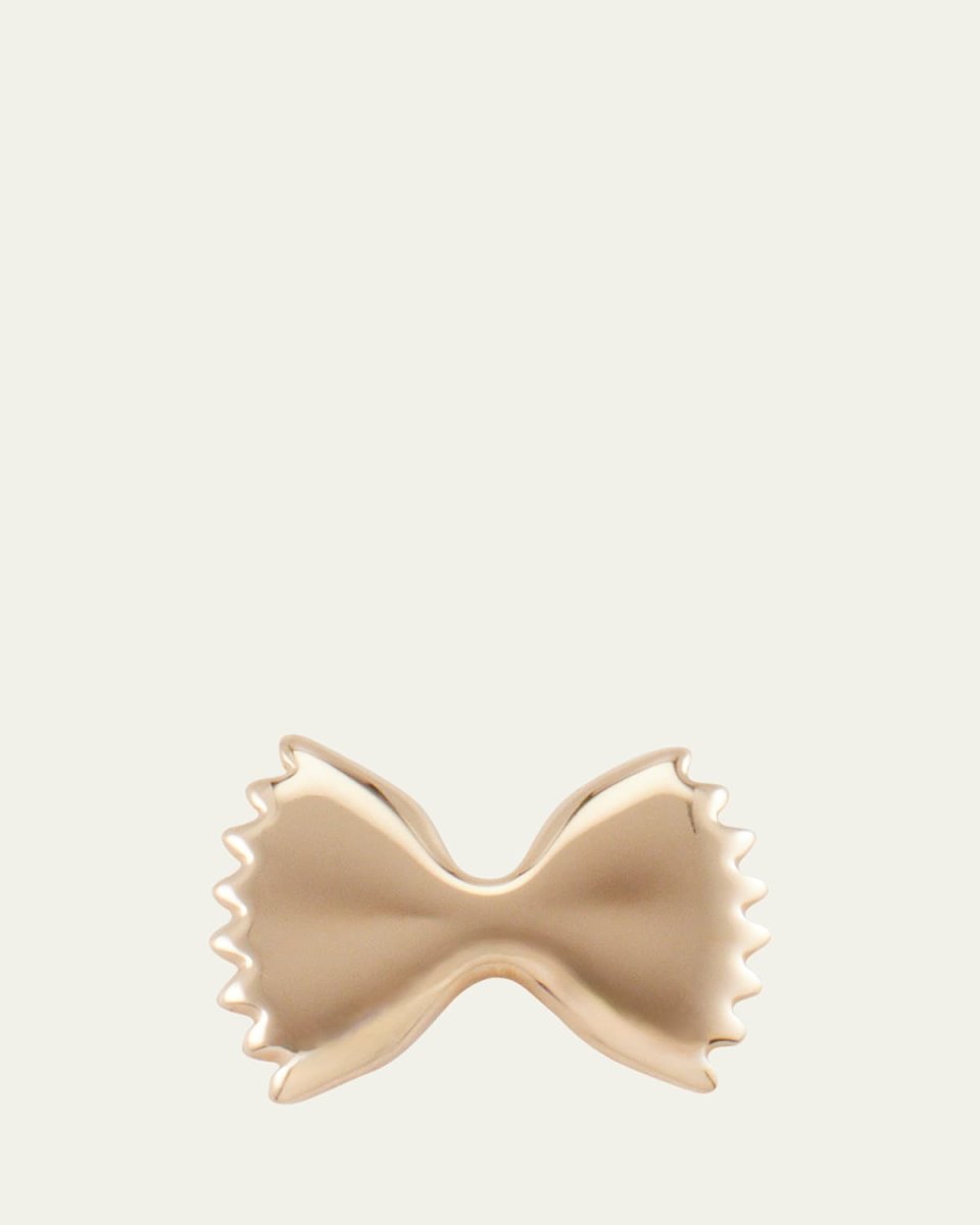 14K Yellow Gold Bowtie Pasta Stud Earring, Single